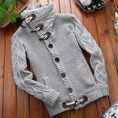 Plus Velvet Cold Warm Jacket Spring and Autumn Cardigan Sweater Men's Turtleneck Sweater Large Size