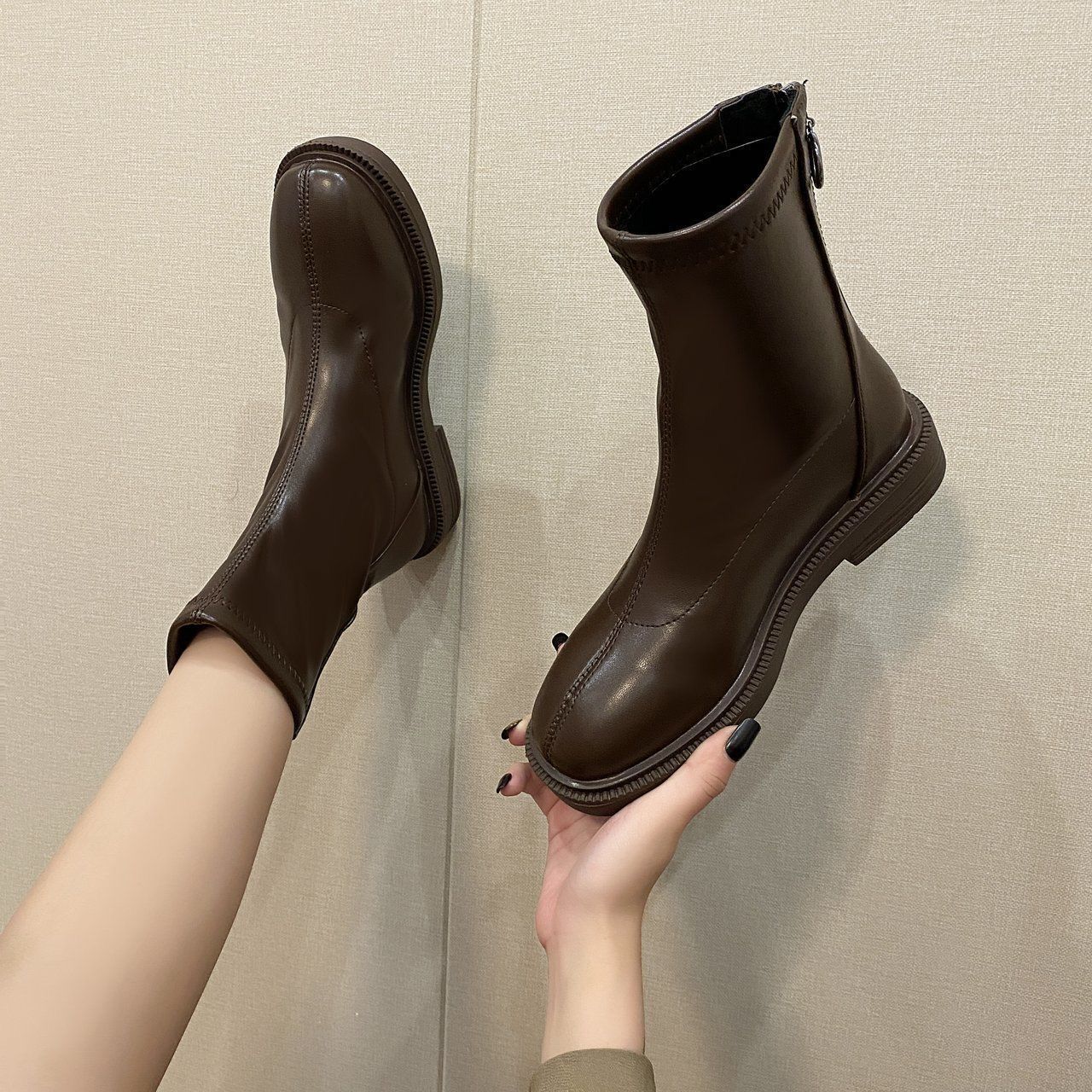 Martin Boots 2021 Autumn Plus Velvet Autumn and Winter Korean Style Single Boots Mid-tube Small Short Boots Women