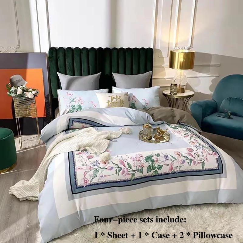 Thickened Grinding Long Velvet Wool Twill Four-piece Printing Palace Wind Cotton Is Sleeled Bed Single Tribute Cotton Home Bed Set 1.8 M 2 Meter Bed