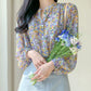 Women Chiffon Floral Blouse Printed Western Style Fashion Temperament Shirt Long Sleeve Tops