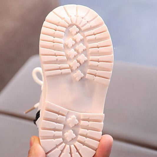 Children's Martin Boots Girls Autumn Little Fresh Sewing Flowers Princess Boots Children Solid Color Casual Short Boots