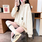 Sweatshirts Women's Waffle Hooded Mid-length Spring and Autumn All-match Large Size Loose Top