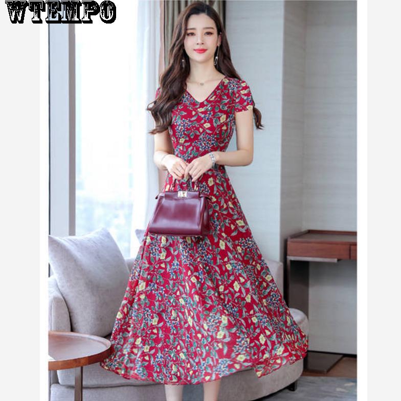Dress Spring and Summer Large Size Waist Slimming Long Section Fashion Women's Printed Skirt