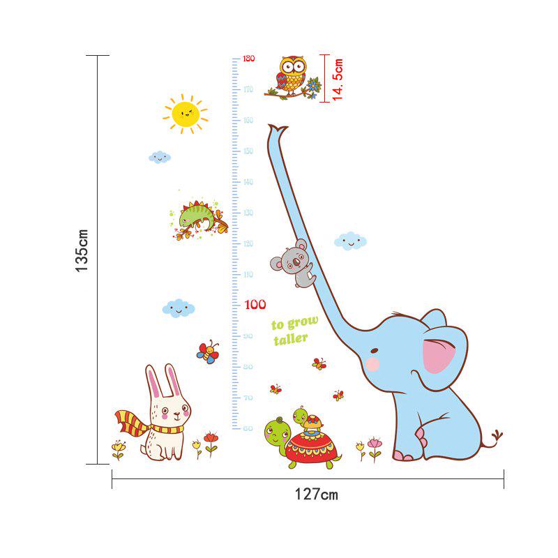 [Wall sticker] new design Long nose elephant height wall stickers for kids rooms children bedroom ho