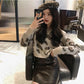 3 Colors Leopard O-neck Pullover Long Sleeve Short Twist Sweater Women Open Waist Knitwear