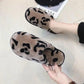 Autumn and Winter Cotton Slippers Cute Furry Cotton Slippers Leopard Print Cotton Slippers Women