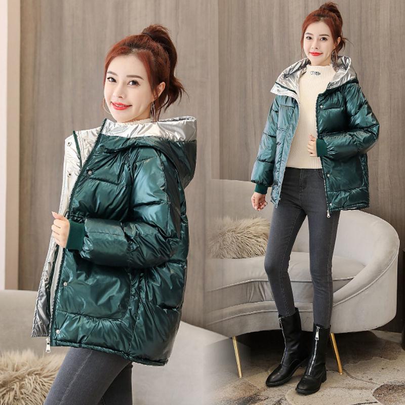 Glossy Cotton-padded Jacket Women's Short Cotton-padded Jacket Loose Bread Clothes Winter Cotton-padded Jacket Hooded Jacket