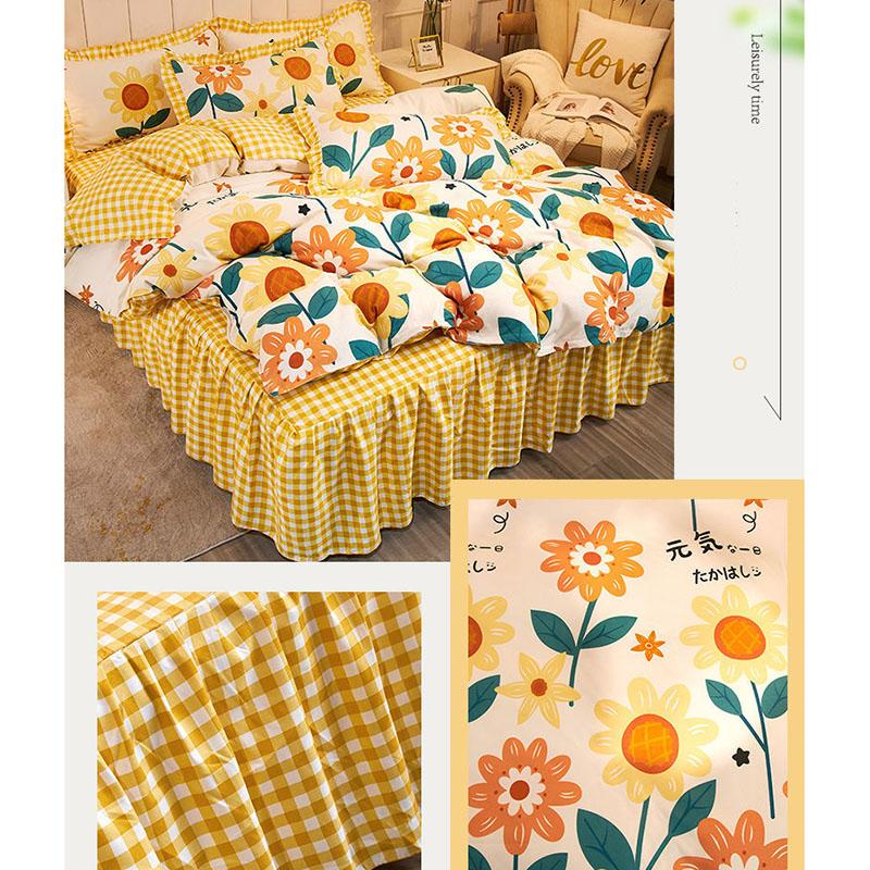 Korean Fashion Bed Skirt Four-piece Princess Style Lace Duvet Cover Girl Net Red Bedding