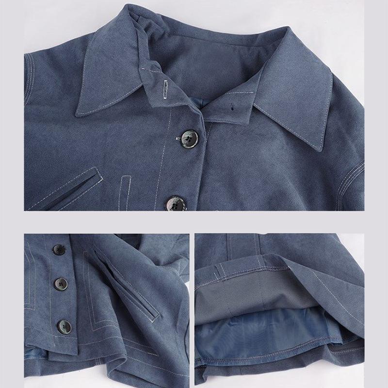 Two-piece Women's Long-sleeved Top A-line Skirt Casual Vacation Office Home