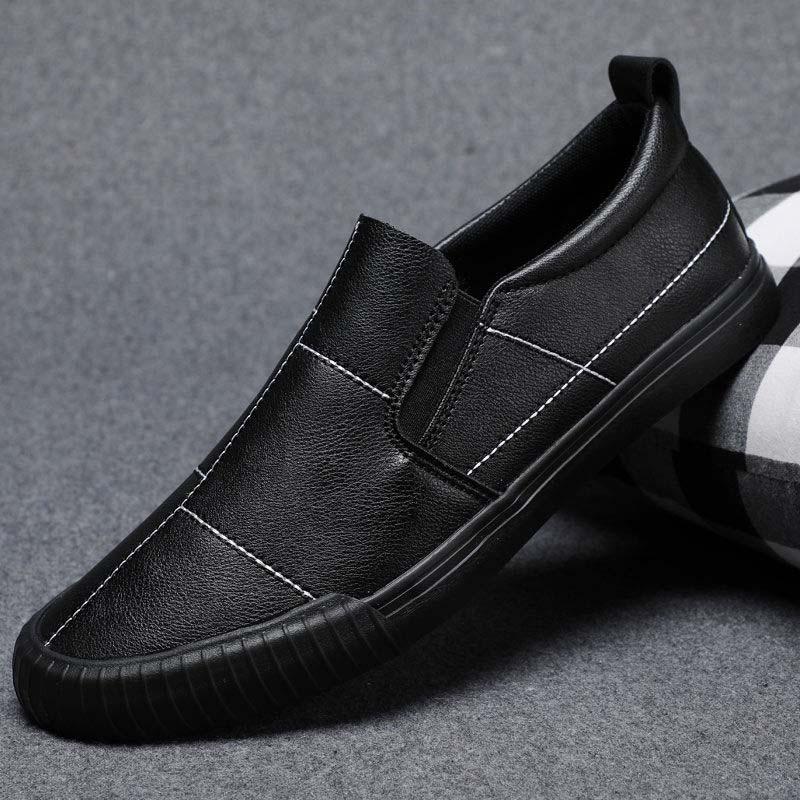 Plus Size 38-44 Summer Men Leather Sneakers Comfortable Deodorant Running Basketball Shoes Breathable Shockproof Non-slip Black Shoes