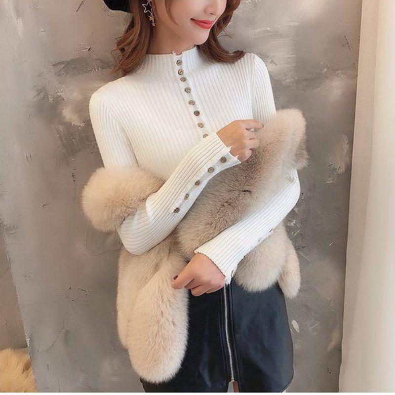Polyvore Winter Half Turtleneck Warm Sweater Women Long-sleeve Pullover Fit Slim Bottoming Shirt