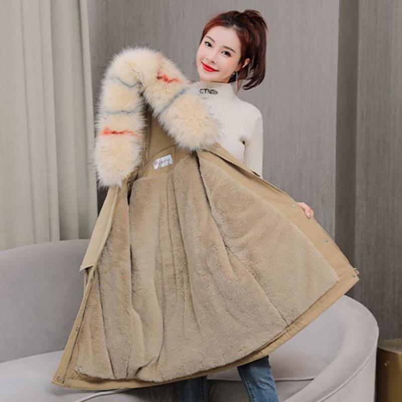 Winter Women's Cotton Jacket Jacket Mid-length Large Fur Collar Plus Down Jacket Thickening Plus Down Jacket