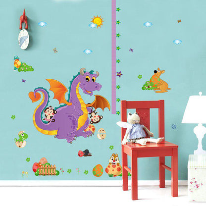 [Wall sticker] new cartoon dinosaur height wall stickers for kids rooms nursery baby bedroom home de