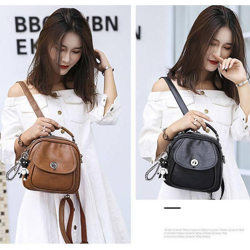 Multifunctional Backpack Handbag Trend Korean Fashion Simple and Versatile Soft Leather Small Backpack