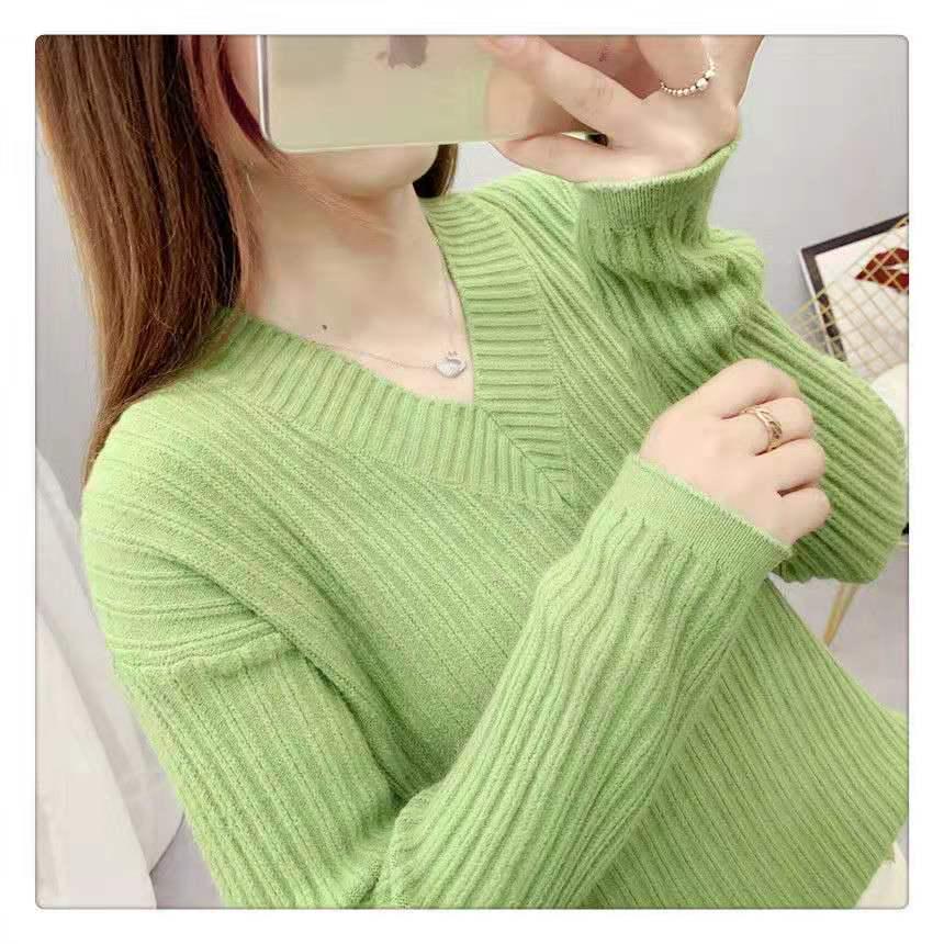 New V-neck sweater female student loose large size autumn and winter sweater shirt tide