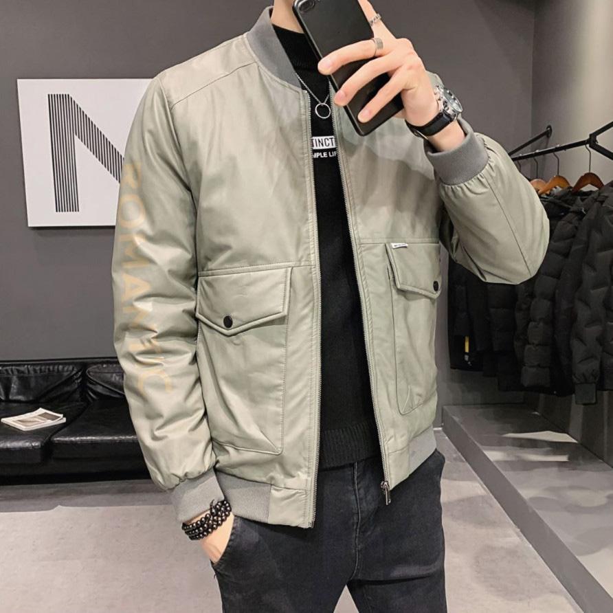 Winter Down Jacket Men's Baseball Collar Casual Jacket Korean Version of The Trend of White Duck Down Thickened Warm Gloss Slim Short Jacket