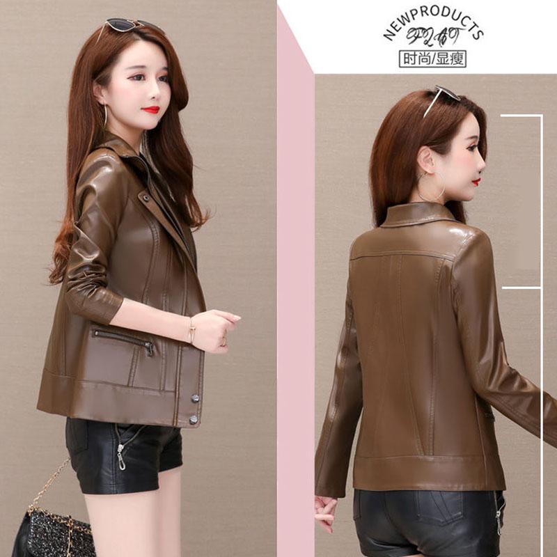 Women's Sheepskin Leather Jacket Autumn and Winter Short  Leather Jacket Slim Large Size Motorcycle Motorcycle Jacket   Sheepskin Coats