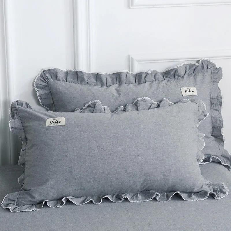 Washed Cotton Cotton Side Pillowcase Solid Color Cotton Pillowcase Pillow Core Cover 48*74cm