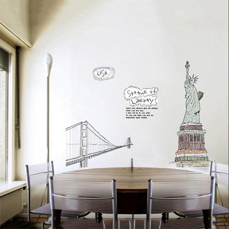 Statue of Liberty Large Removable Living Room Dining Room Study Aisle Wall Sticker
