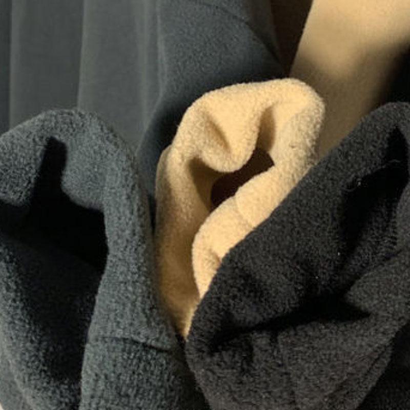 Embroidered Half High Collar Plus Velvet Padded Sweater Men's Winter Warm Loose Solid Color Base Coat