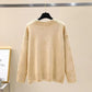 Autumn Winter Large Size Versatile Sweater Women's Loose Round Neck Long Sleeve Knitted Pullover
