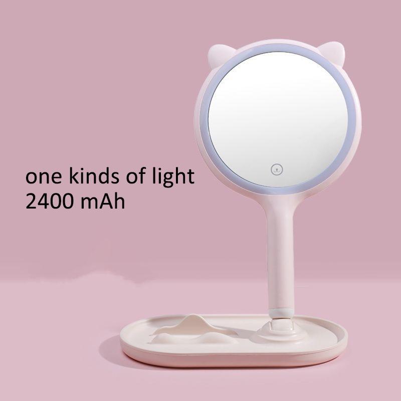 Cat Ears 3 Levels Ligthing LED Makeup Mirror Portable Travel Desktop Mirror Touch Screen USB Charging
