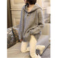 Autumn and Winter Retro Hoodie Solid Color Pullover Knitted Sweater Fashion Simple Style Female Top