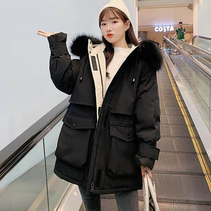 Autumn and Winter Thick Coat Women's Mid-length Fashion Casual Wild Large Fur Collar