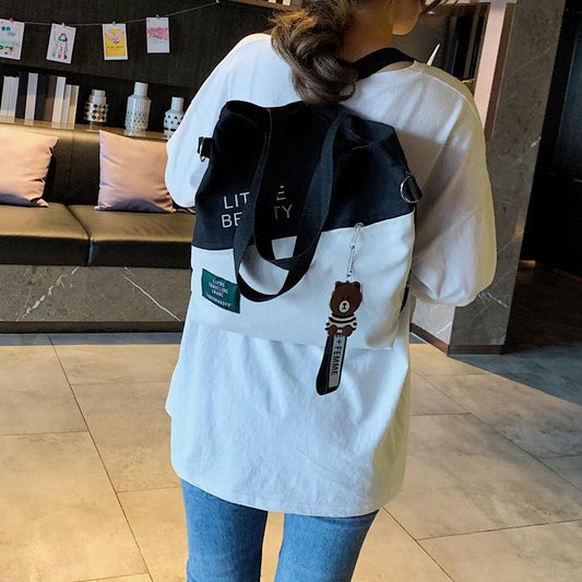 Women's Single Shoulder Canvas Bag College Student Class School Bag Korean Version All-match Crossbody Tote Bag