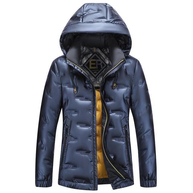 White Down Jacket Men's Thick Winter Hooded Warm Parka Coat Waterproof and Windproof