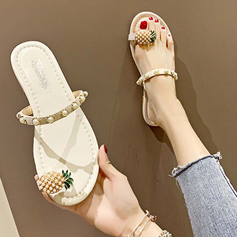 Pineapple Slippers Women's Summer Wear All-match Non-slip Flat Bottom Fashion Beach Sandals and Slippers Women