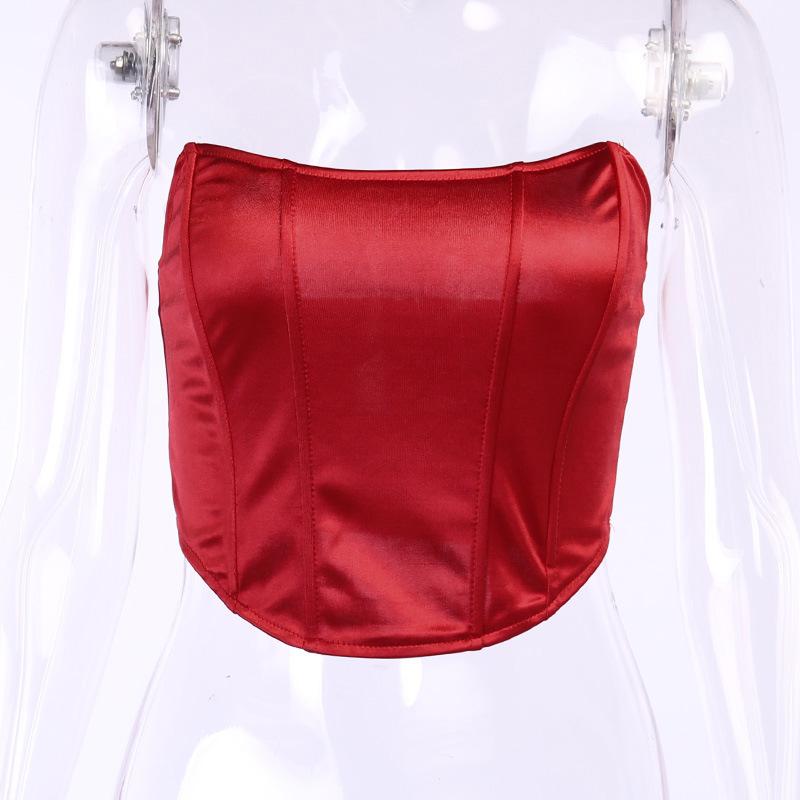 Sleeveless Sexy Corset Off Shoulder Velvet Crop Tops Vest Female Underwear Backless Bustier Top Solid Summer Women's Clothing Halter Bar