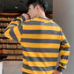 Sweater Men's Autumn Korean Striped Long-sleeved Sweater with A Bottoming Loose and Comfortable Sweatshirt