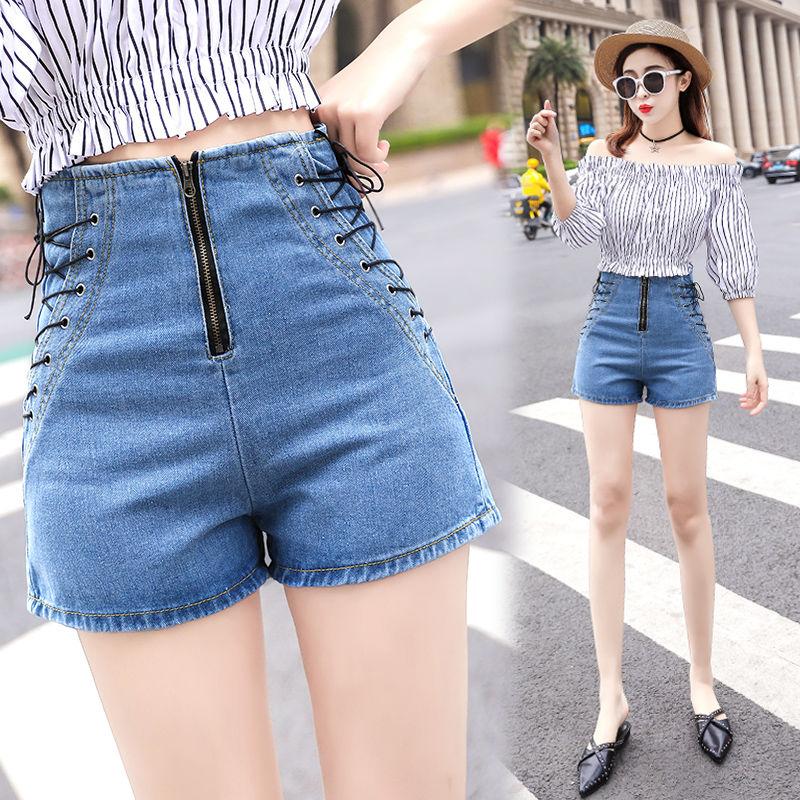 Korean Version of Denim Shorts Women Summer Plus Size Fat Girls Loose High Waist Wide Leg A- Pants Hip Pants