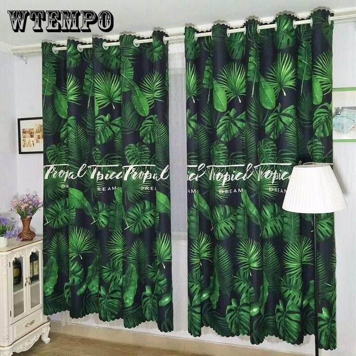 Pastoral Printed Blackout Curtains Window Blinds Drapes Living Room Decor
