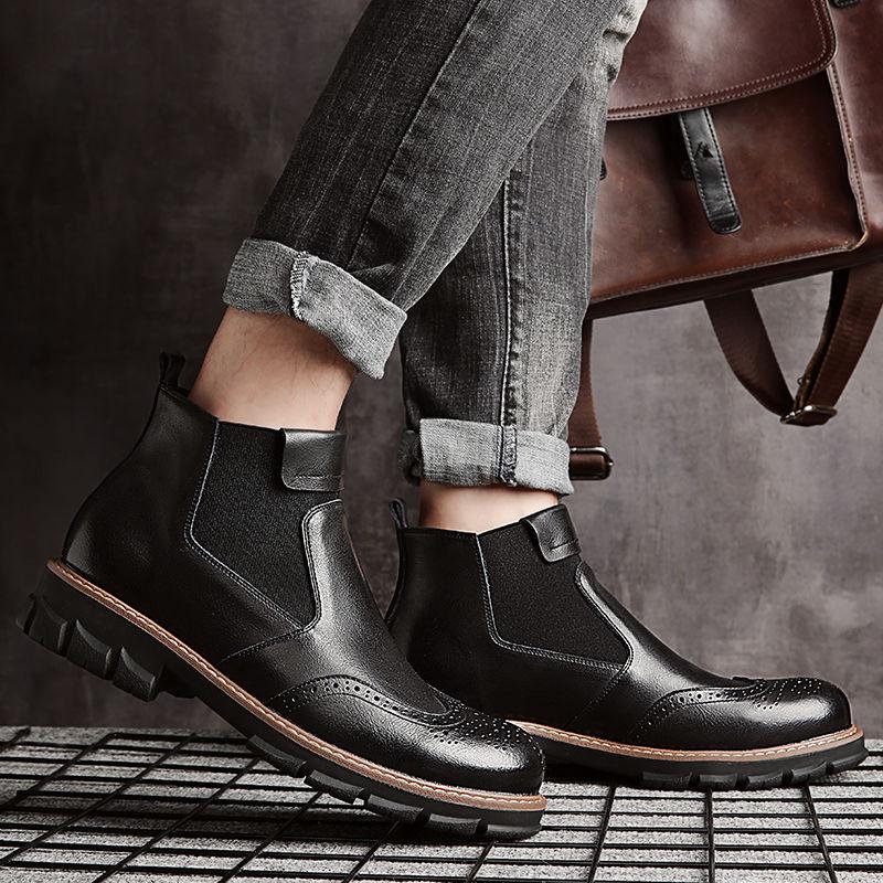 Chelsea Boots Men's Martin Boots Men's Leather Shoes Martin Boots Autumn and Winter Snow Boots