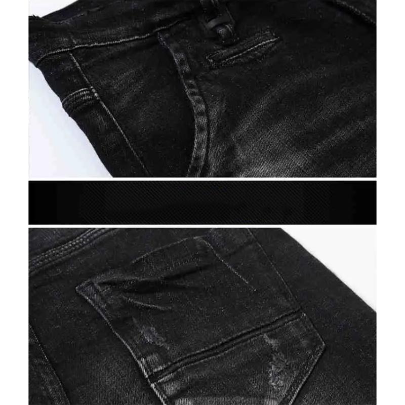 Men's Autumn and Winter Korean Style Stretch Casual Long Pants Denim Long Trousers Men's Bussiness Casual Solid Black Jeans Male Outdoor Slim Pants