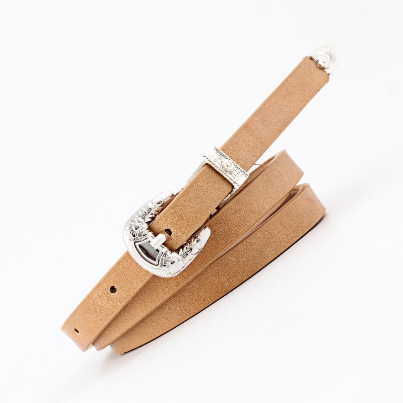 Belts Women Pu Leather Skinny Narrow Thin Buckle Waist Belt Adjustable Waistband Strap