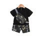 Children's Sports Leisure T Shirt Children's Handsome Boys and Girls Summer Backpack Short Sleeve Shorts Two Piece Set Casual Suit