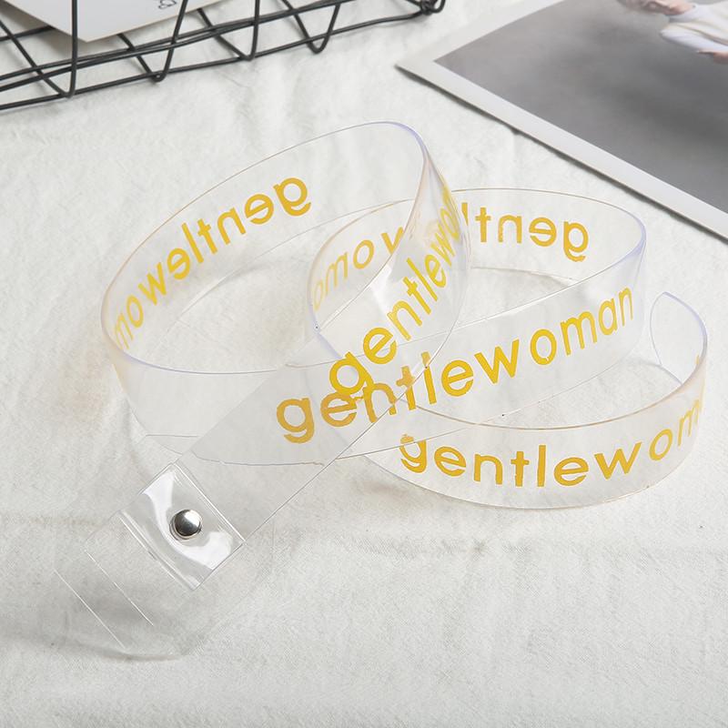 Letter Transparent Belt Female Simple Wild Korean Student Jelly PVC Pants Belt Female