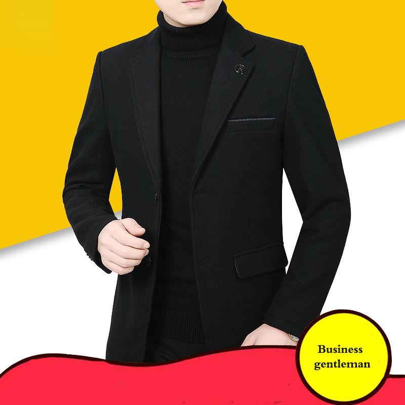 Middle-aged Men's Wool Stand Collar Jacket Autumn and Winter Fashion Handsome Gentleman Send Sweater Dress Jacket