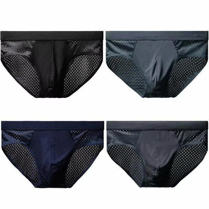 Men's Summer Ice Silk Quick-drying Mesh Breathable and Refreshing Briefs Ultra-thin 4 Packs