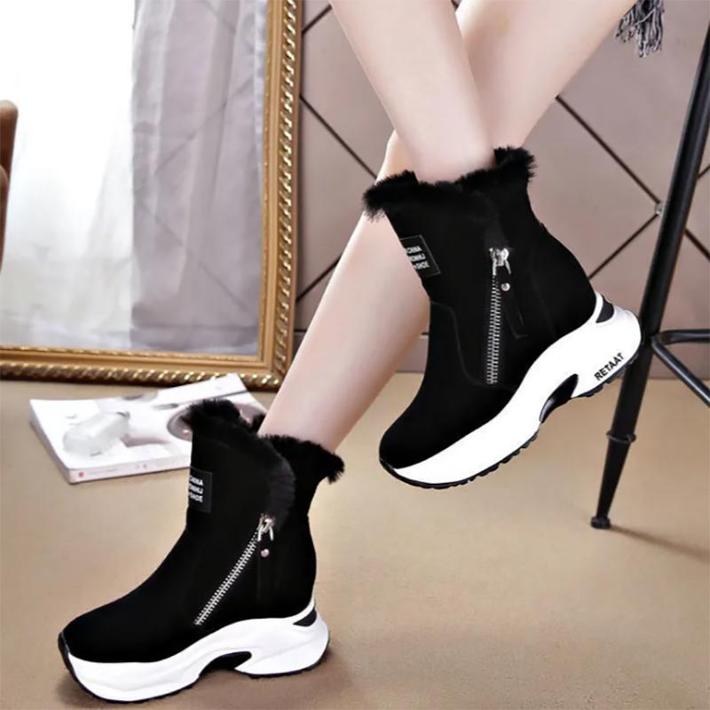 Thick-soled Snow Boots Women's Winter All-match Inner Heightening Women's Shoes Plus Velvet Thickening Martin Boots Warm Boots