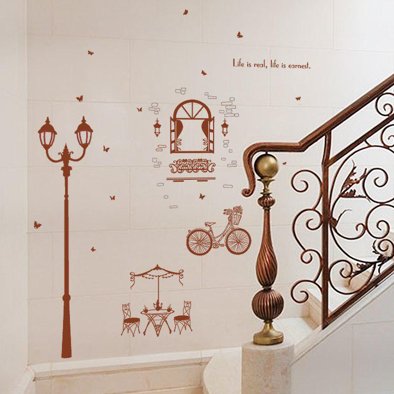 [Wall sticker ]Coffee House Street Light Wall Stickers Home Decor Living Room Bedroom Kitchen Stairs