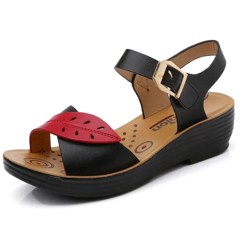 Sandals for Middle-aged and Elderly Women Flat-soled Comfortable Soft-soled Non-slip Middle-aged Women's Sandals New Summer Sandals