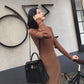 Autumn and Winter V-neck Slim Bottoming Shirt Knitted Long Dress Long Sleeve Mid-length Female Sweater Dress