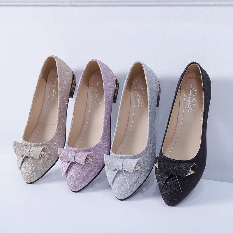 Women's Shoes Spring Single Shoes Low Thick Heel Casual Shoes Summer and Autumn All-match Work Shoes