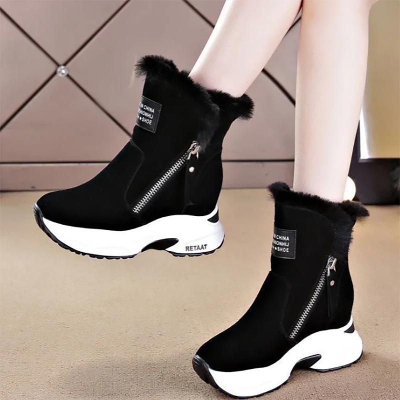 Thick-soled Snow Boots Women's Winter All-match Inner Heightening Women's Shoes Plus Velvet Thickening Martin Boots Warm Boots