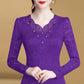 Women's Spring and Autumn Lace Round Neck Bottoming Shirt  Long Sleeve Low Neck Top