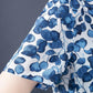 Women's Summer Short Sleeve Mid Length Floral Large Size Dress Slim A-line Skirt